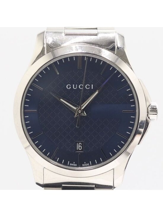 Gucci Timeless 126.4 Quartz Date Navy Dial Watch Nam